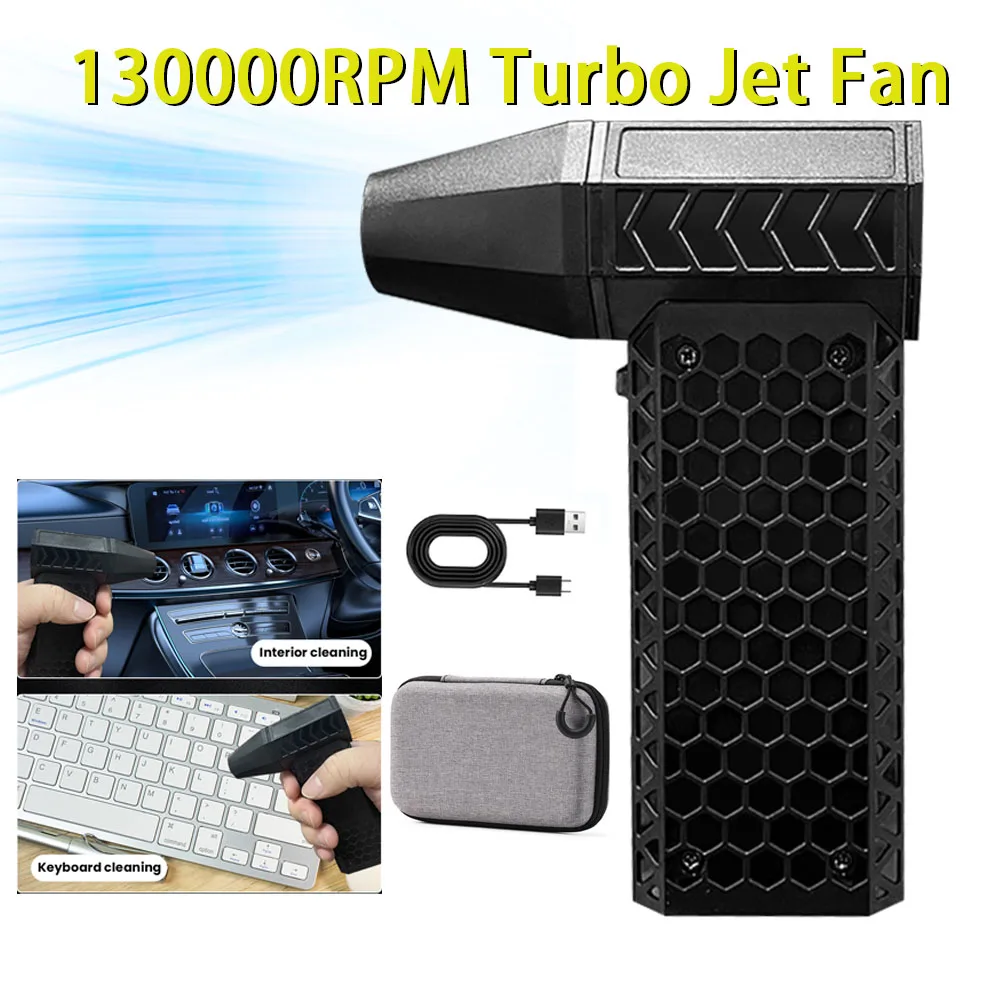 

Turbo Jet Fan Powerful Air Blower Electric Air Duster 3 Gear Adjustable 130000RPM Wind Speed 52m/s Car Computer Cleaning Tool