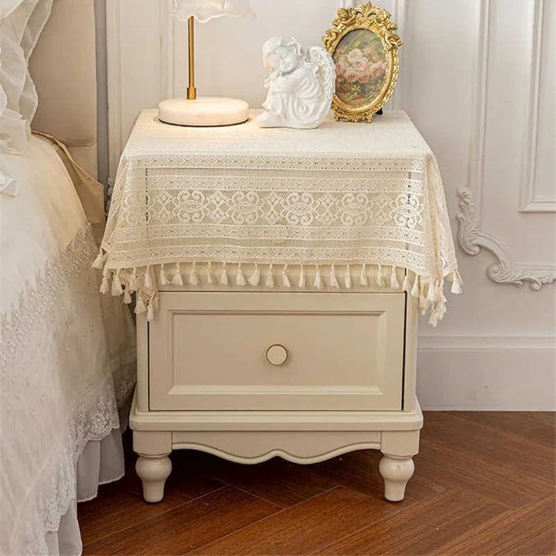 Bedside Table Cover Cloth Lace Light Luxury New Embroidered Square Tablecloth Dust Cover Refrigerator Washing Machine Dust Cover