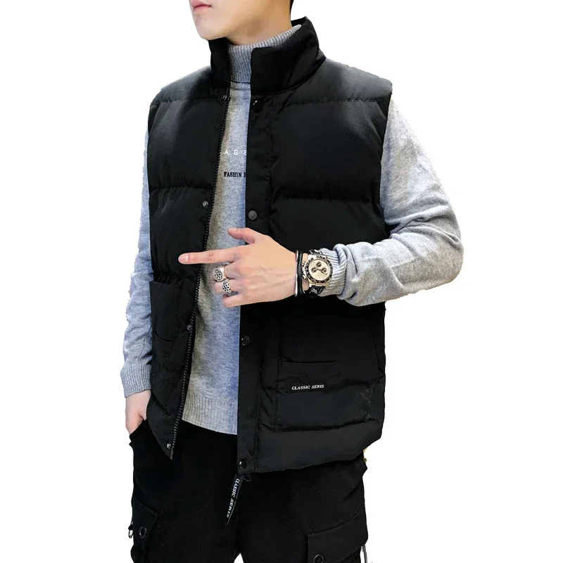 Winter Warm Heren Vest Jas Modieus Dik Winddicht Camouflage Mouwloos Jasje Mannelijke Casual Kraag Dons Katoen Gewatteerd Vest