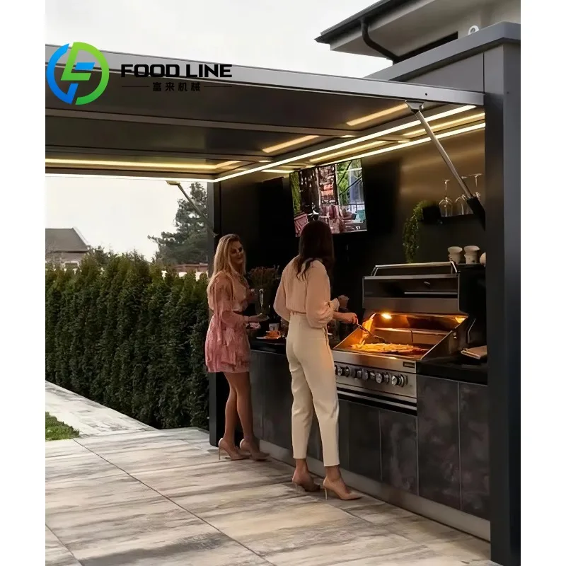 Custom Outdoor Kitchen Trailer Island with Outdoor Cooking Kitchen Modular Cabinet with Sink
