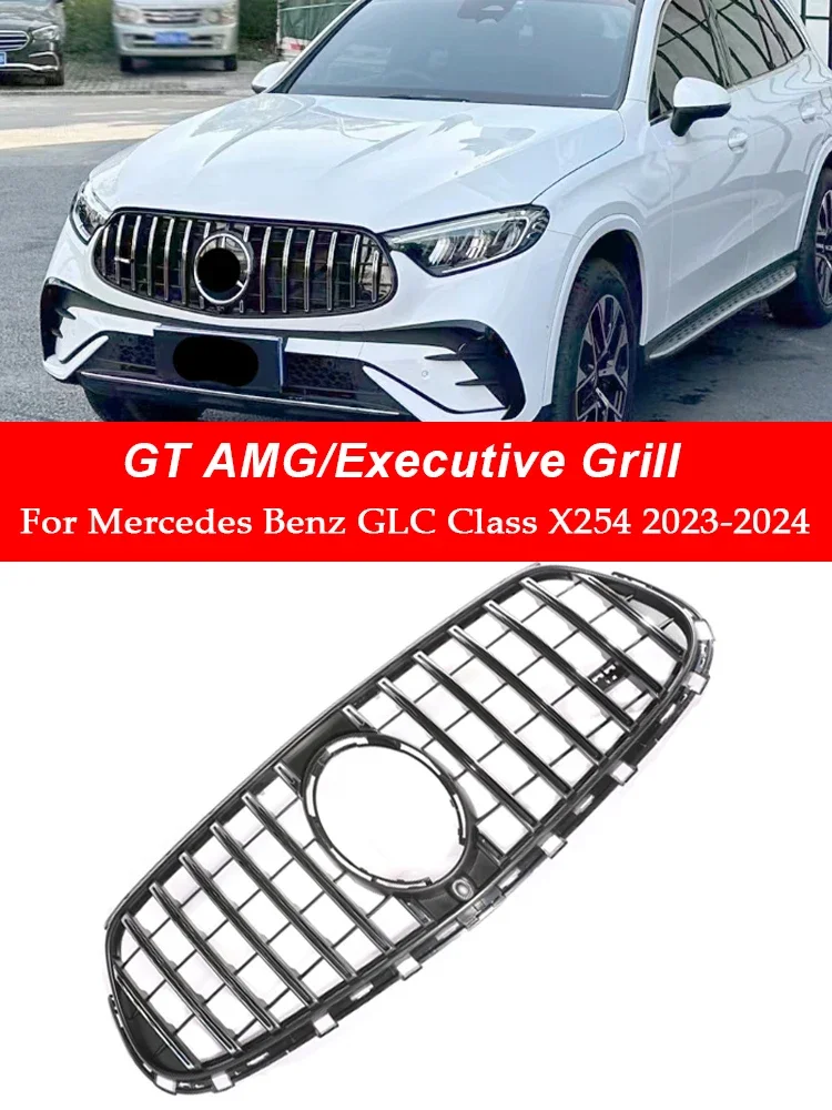 For Mercedes Benz GLC X254 2023 2024 Front Panamericana GT Style Grille Facelift Sport AMG Executive Grille Black Chrome Part