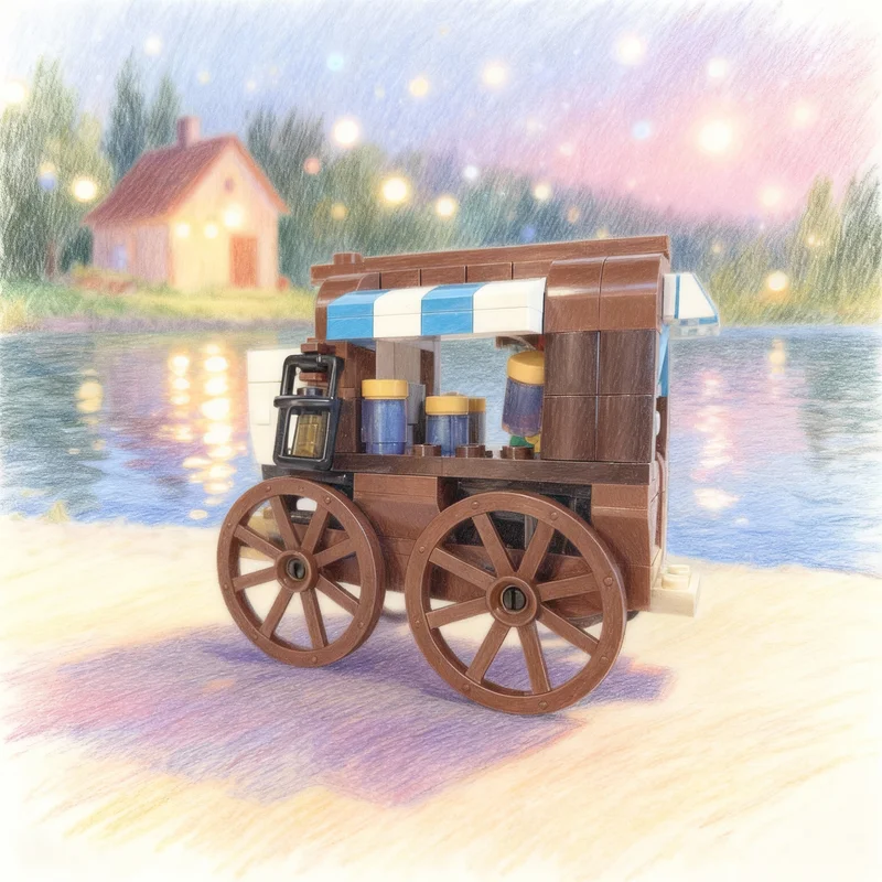 

182pcs MOC Traveling Merchant Castle Model Building Blocks DIY Gift Creative Collectible Display Decor Premium Adult Kids Desk