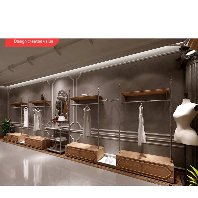 Customized-Custom Showroom Interior Design Women Clothes Store Design Wooden Shop Decoration Retail Clothing Display