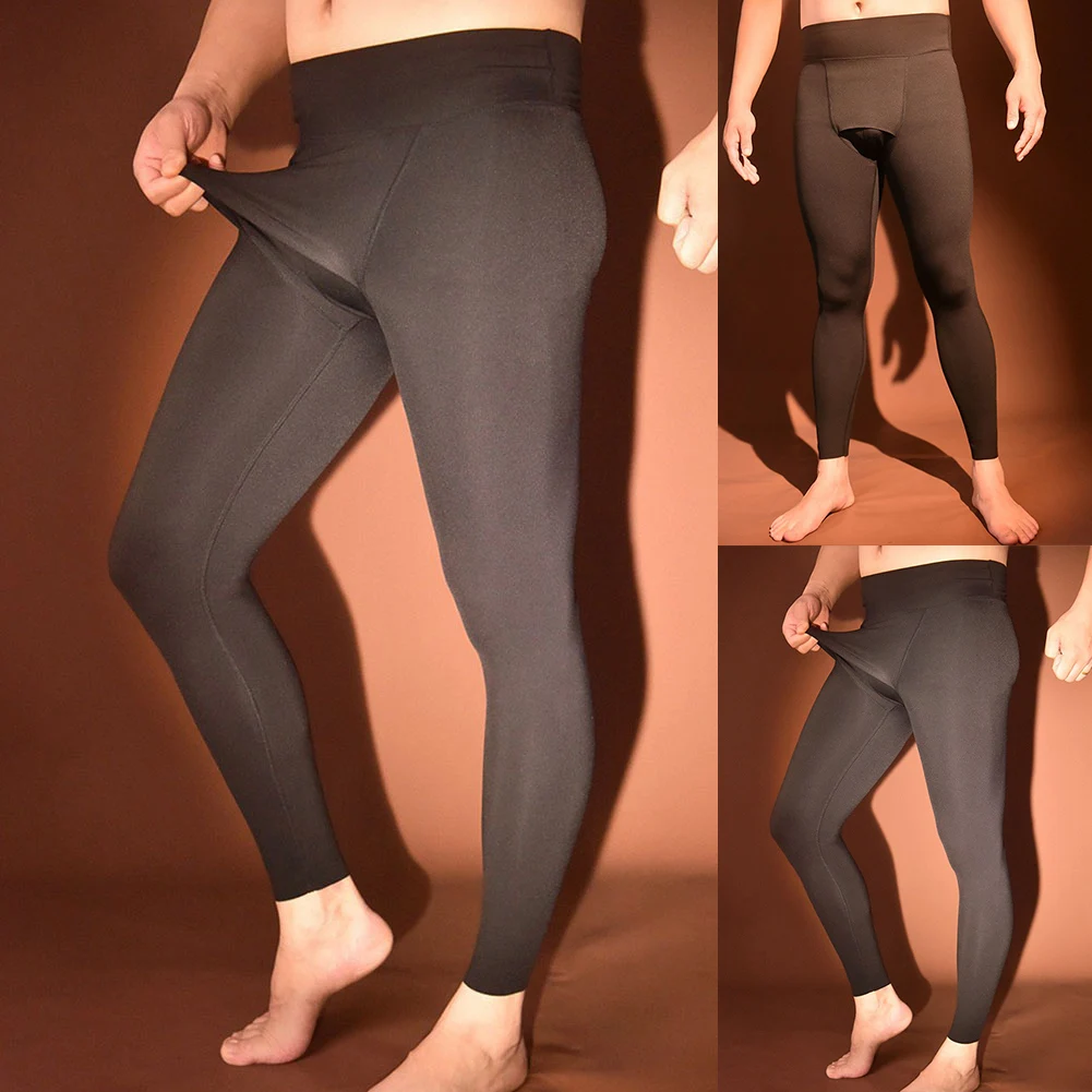 

Mens Leggings Large Size High Waist Warm Pants Shaping Open Crotch Sexy Comfort Men's Thermal Underwear Bottom