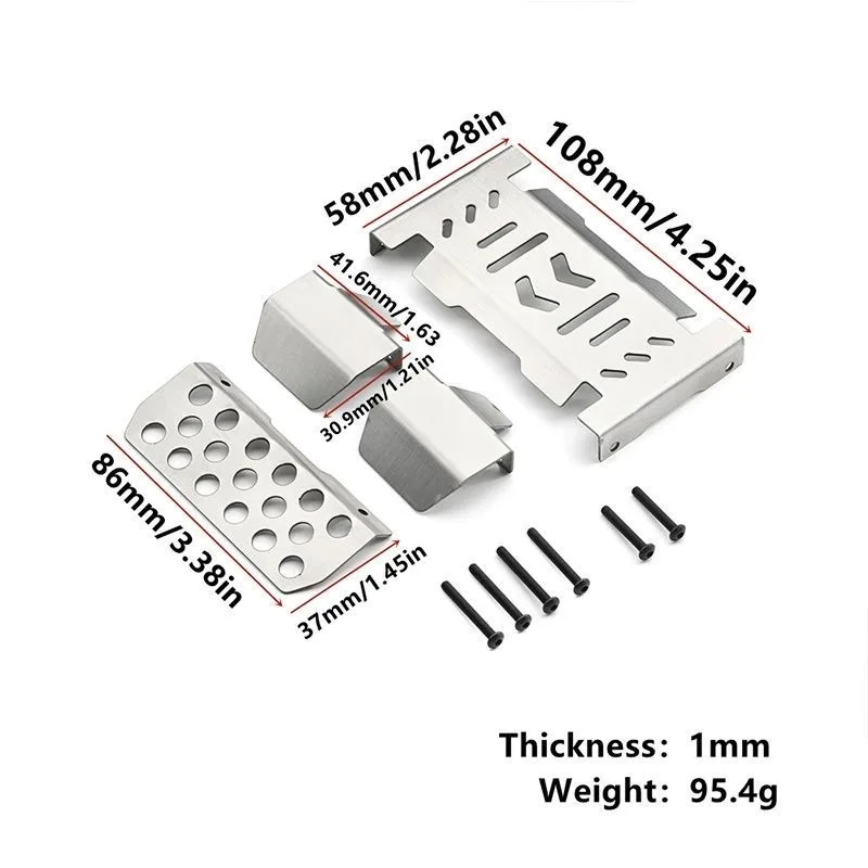 Protector de armadura de chasis de parachoques de placa de deslizamiento de acero inoxidable para piezas de actualización de coche 1/10 YK4106 YK4107 RC, accesorios de protección resistentes