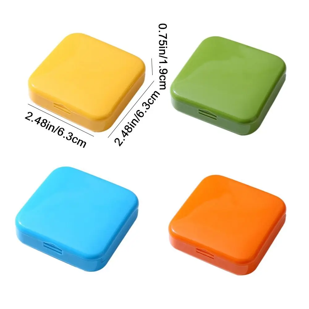 Portable Plastic Push-Pull Pill Box Two-Compartment Candy Color Small Medicine Box Square Dust-Proof Pill Cases Travel