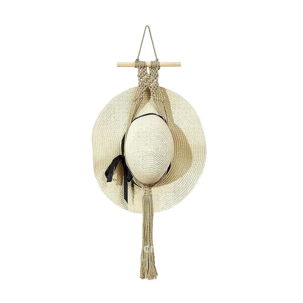 

Bohemian Woven Cotton Tapestry Hat Rack Handmade Wall Hanging Storage Display Living Room Decor Orange Brown Pink Owl Shape