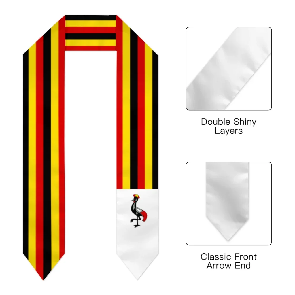 Graduation Sash Uganda Flag Cool scarf Shawl Stole Sapphire Blue with Stripe Bachelor Gown Accessory Ribbon 180*14cm