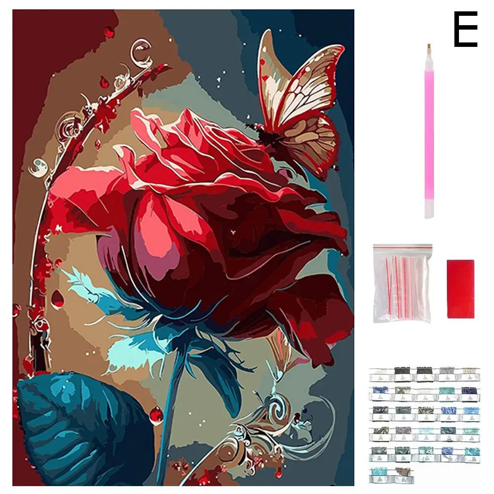 Blue Flower Diamond Art Kits DIY Full Drill Crystal Gem Arts And Crafts Suitable For Home Leisure And Wall Decoration