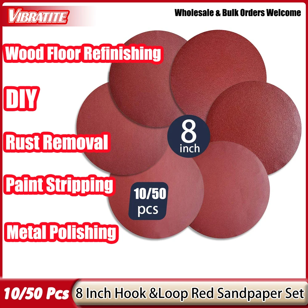 10/50 Pcs 8 Inch Sanding Discs Set 40-2000 Grit Aluminum Oxide Sandpaper Discs for DA Sander Wood Metal Polishing