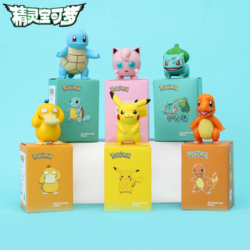 Figuras de Anime Pokémon, Juguetes de Pikachu, Modelos de Charmander, Psyduck, Squirtle, Jigglypuff, Bulbasaur, Muñecos Coleccionables Kawaii, Regalo para Niños