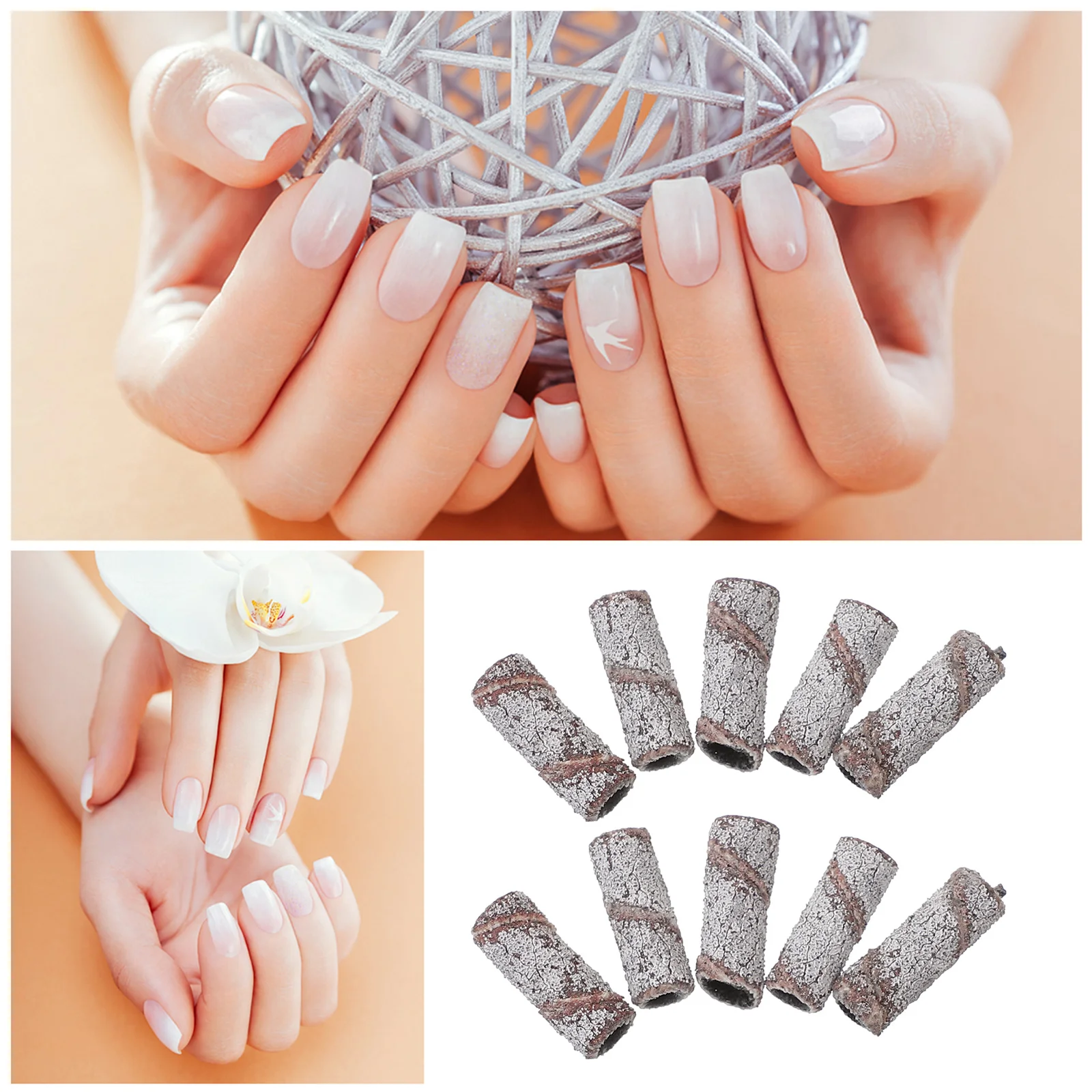 50 قطعة من أربطة صنفرة مثقاب الأظافر، حبيبات دقيقة للأظافر الاصطناعية الطبيعية، مجموعة إزالة طلاء الأظافر والباديكير #3