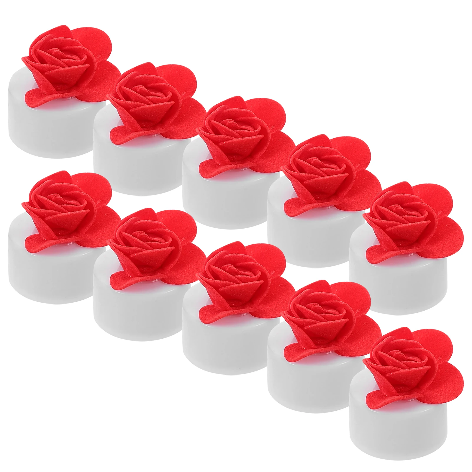 12Pcs Flameless Rose Lights LED Tea Lights for Weddings Valentine's Decor Romantic Atmosphere Operated Red Roses