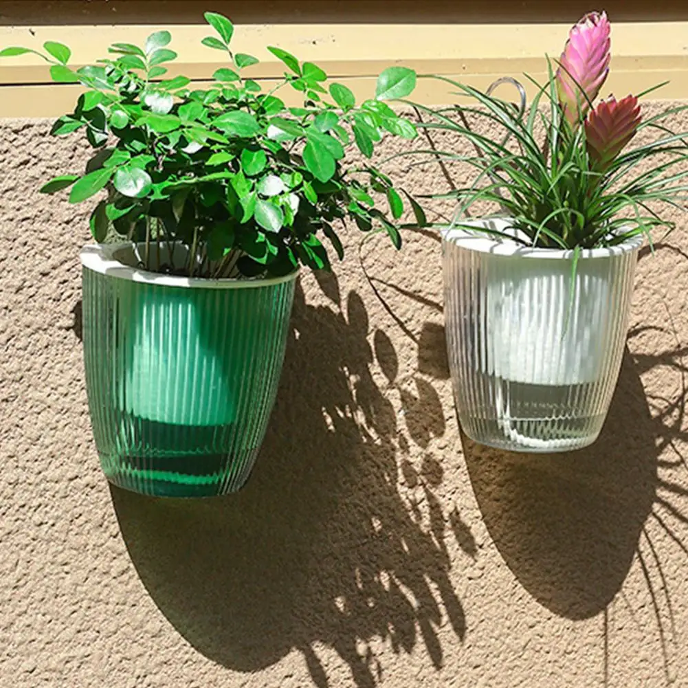Self Watering Wall Mounted Double-Layer Rotproof Pot with Transparent Water Level for Indoor Balcony Office
