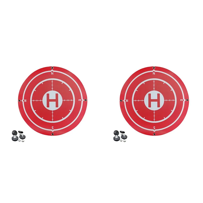 ABZW 2 uds 60CM almohadillas de aterrizaje para Dron almohadilla de aterrizaje portátil plegable impermeable a prueba de manchas para Dron Universal rojo