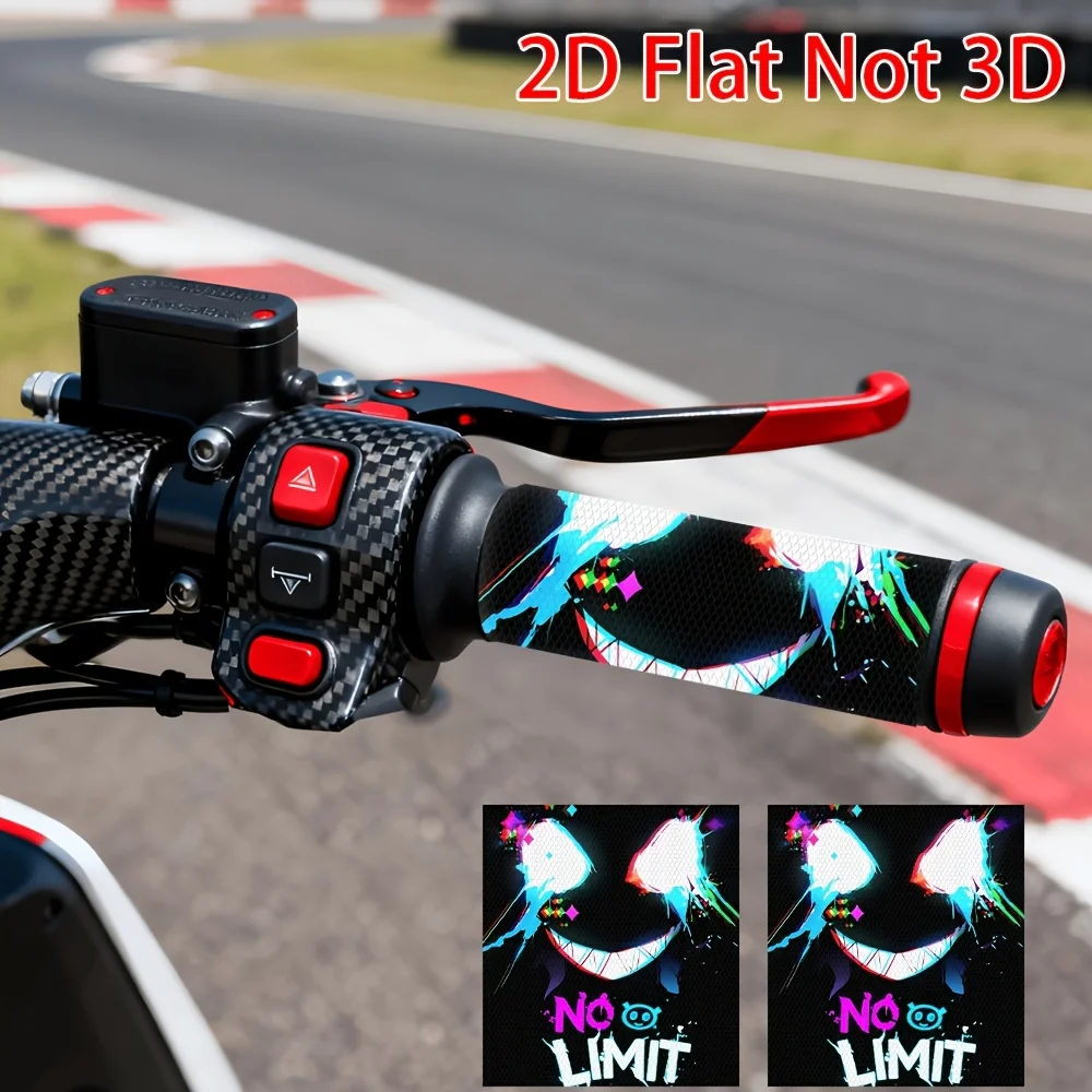 2Pcs Fun Graffiti Handlebar Stickers, Waterproof Anti-slip Vinyl Decals for E-Bike Motorcycle