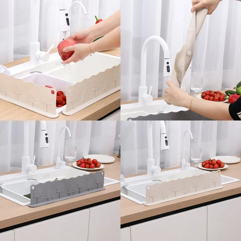 

Silicone Kitchen Sink Baffle Splash Guard With Suction Cup Pool To Protect Clothes From Splashing Washing Dishes Water Baffle