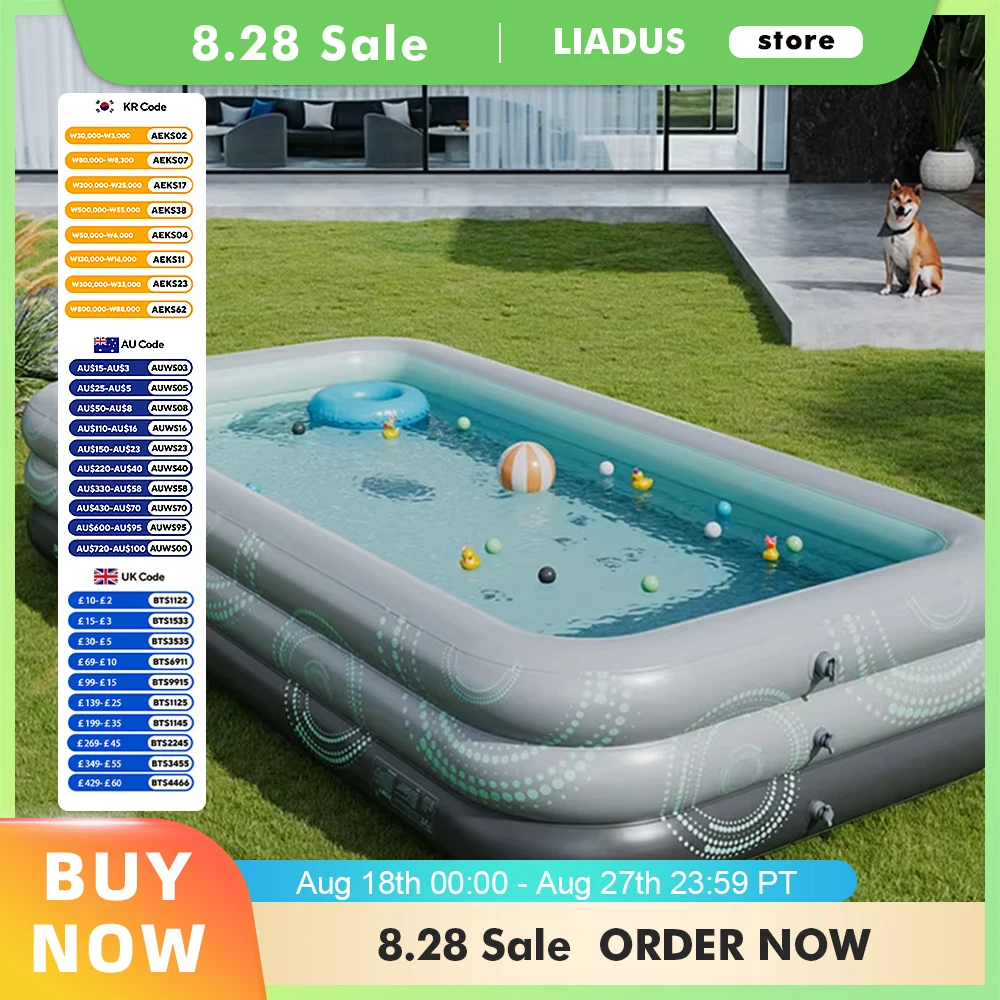 

Antimicrobial Heavy-Duty Inflatable Pool Thicken Quick Inflation Durable Outdoor Giant Swim Play Pool Water Party Kids Adults