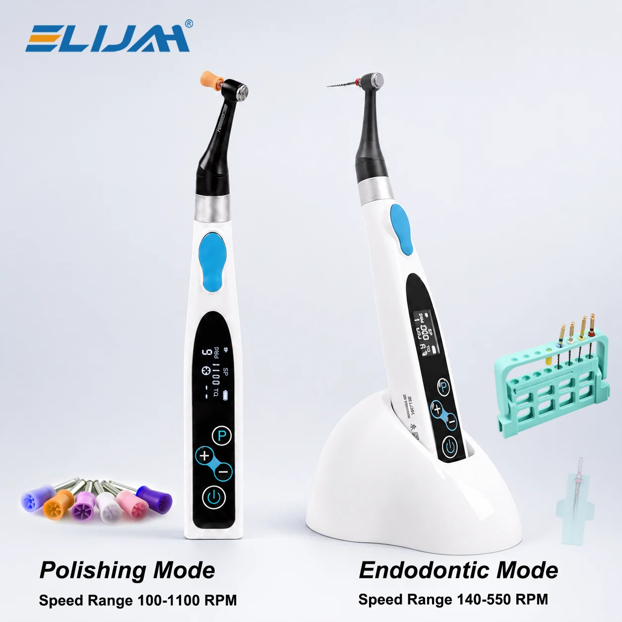 Kabelloser Endodontie-Motor mit Dediziertem Poliermodus 360 °   Verstellbarer 16:1 Winkelstückaufsatz und 9 Speicherprogramme für Zahnmedizinische Instrumente
