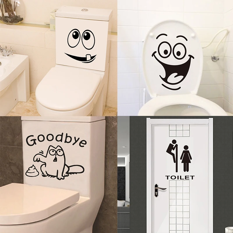 Funny Smile Toilet Stickers Lovely Wall Decal Home Decor Art PVC Vinyl Bathroom Decoration Waterproof Home Decor Stickers HOT