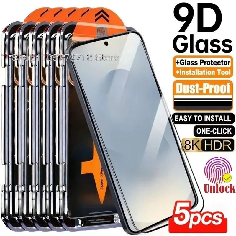 3/5PCS Screen Protector For Samsung S26 Ultra S25 Ultra S24 Ultra S25EDGE S23 S23+ S22 One Step Install Dust Free Tempered Glass