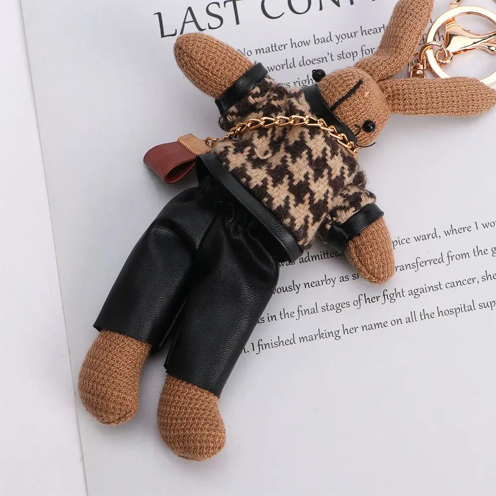 Korean creative Lady Rabbit Keychain cute long foot rabbit exquisite doll car key chain bag Pendant Gift