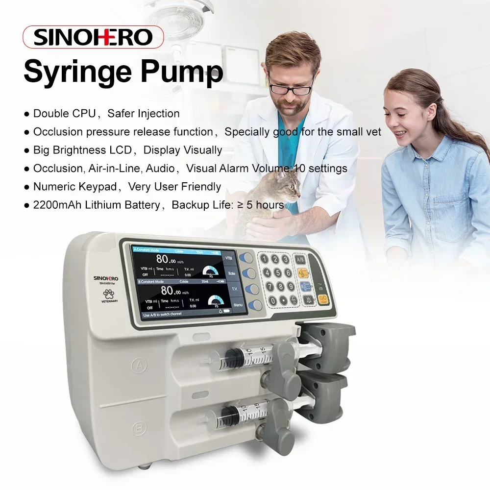 Veterinary Double Channel Lcd Display Syringe Infusion Pump Hospitals Intravenous Injection VET Medical Accessories