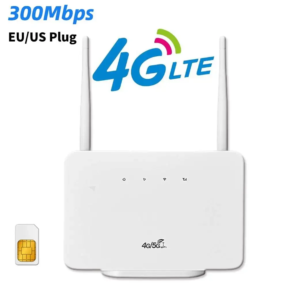 EUPlug 4G Wireless WiFi Router 300Mbps 4G LTE CPE Router Modem RJ45 LAN WAN External Antenna Wireless Hotspot with Sim Card Slot