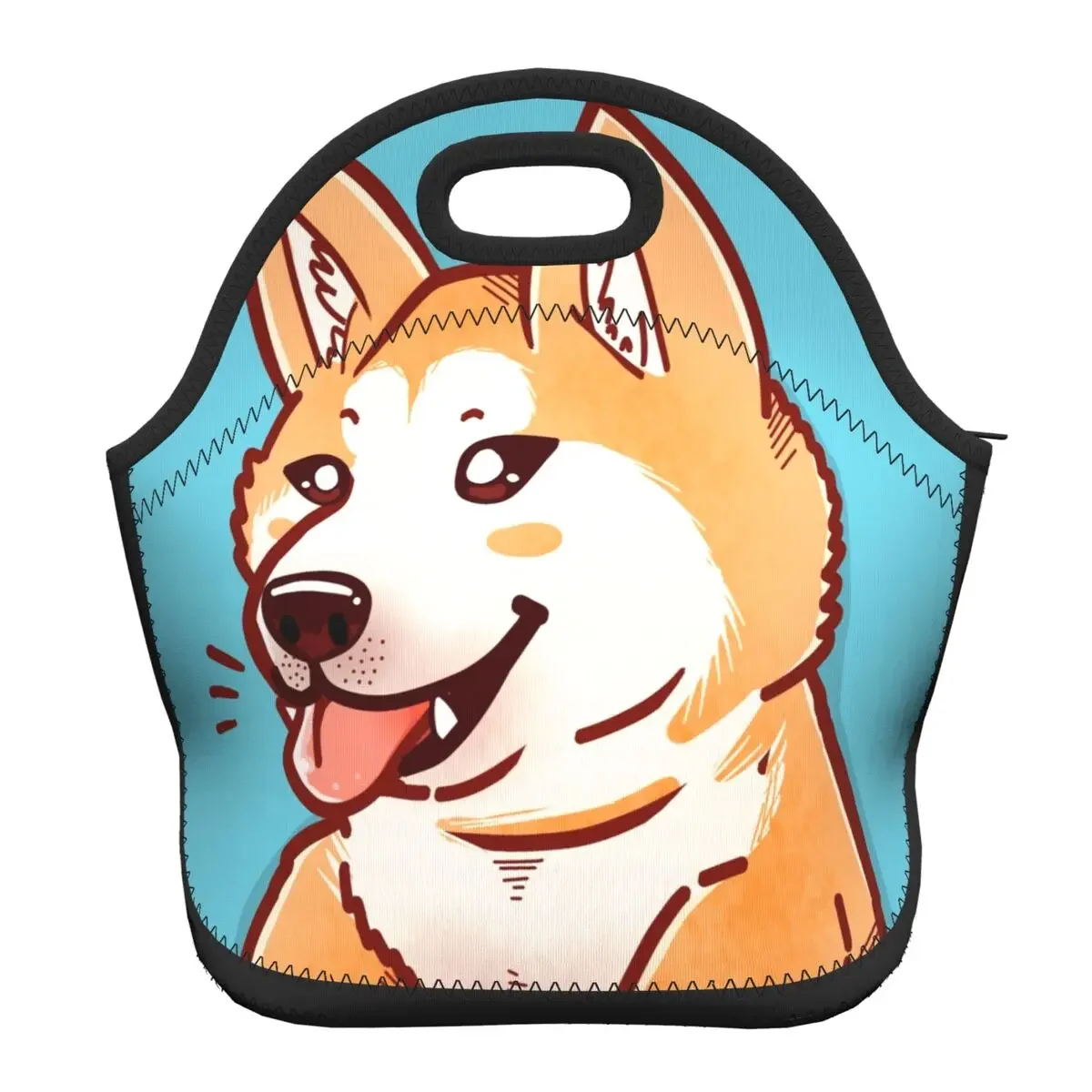 Neoprene Cute Akita Inu Puppy Insulated Lunch Bags for School Office Japanese Dog Resuable Food Cooler Thermal Lunch Box Women