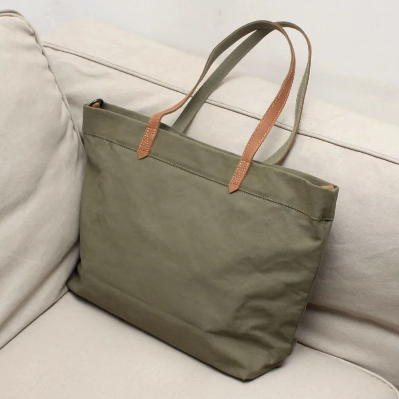AETOO Encrypted washable canvas bag, women's hand-held tote bag, large-capacity commuting simple shoulder bag, shopping bag