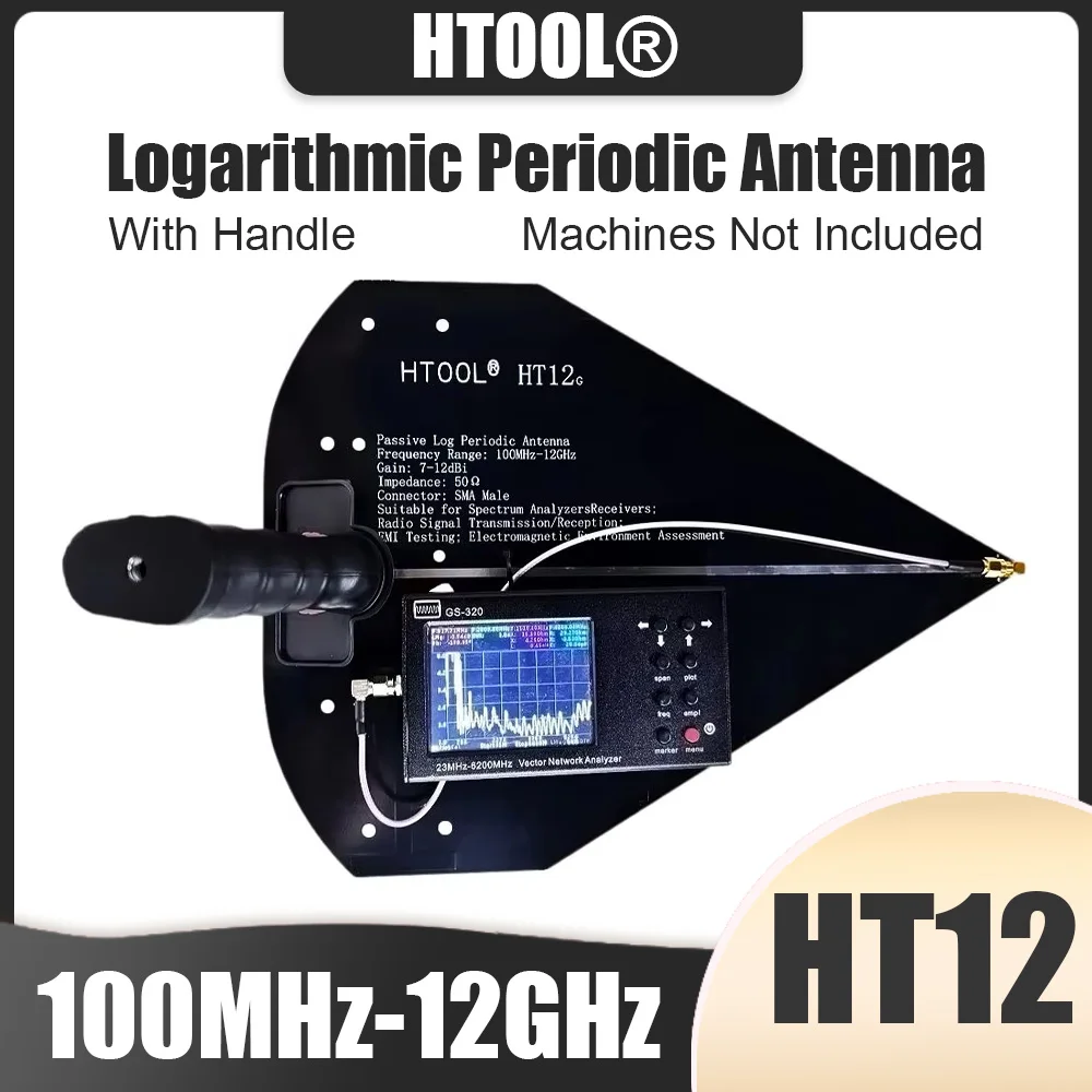 

HTOOL Logarithmic Periodic Antenna HT12 100M-12GHz Lateral Antenna Gain 7-12dB Spectrum Oscilloscope