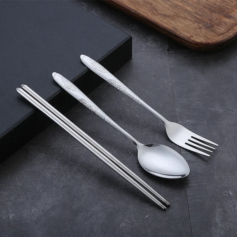 Stainless Steel Dinnerware Sets with Case Household Outdoor Travelling Portable Food Grade Kitchen Dinner Students Cutlery Set - view 3