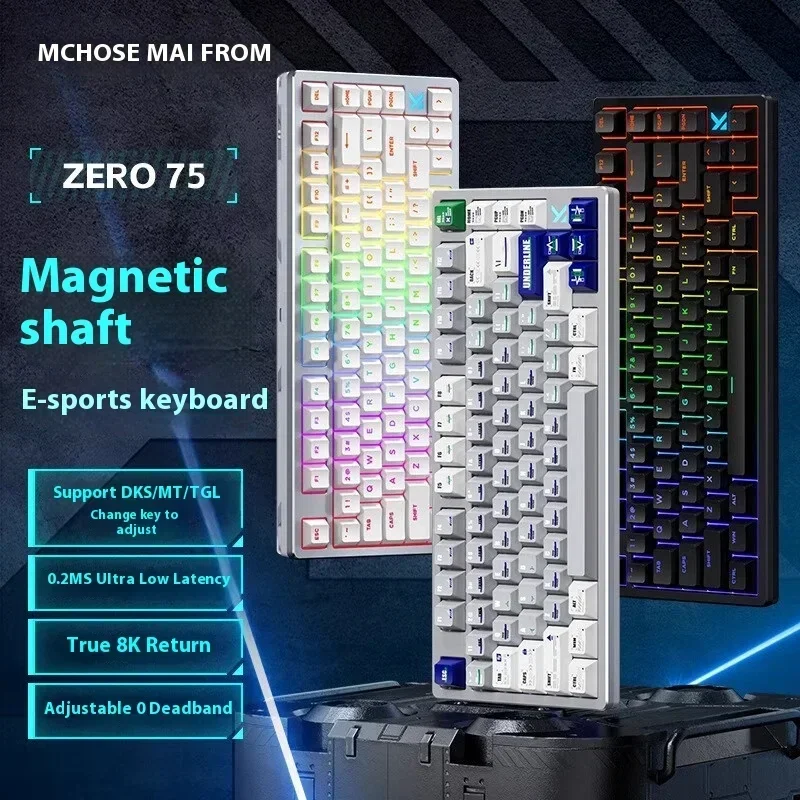 Mchose Zero75 Mechanical Keyboard Magnetic Switch Knob RGB Hot-Swap Low Latency Wired Gaming Keyboard Custom Hot-Swap Pc Gamer