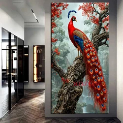 Beautiful Red Peacock Picture Diamond Painting Diy Cross Stitch Full Drills Diamond Mosaic Embroidery Home Decor