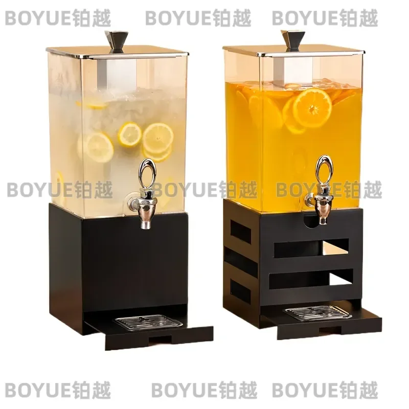 Stainless Steel Square Juice Dispenser Transparent Self Service Beverage Container Commercial Buffet Restaurant Drink Barrel
