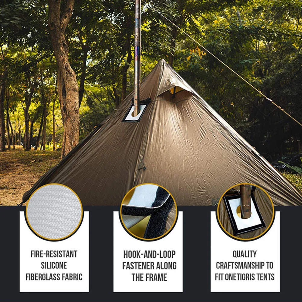 

Hot Tent Stove Jack Fiberglass Protection Ring Flame Retardant Anti Scald Chimney Protector Camping Hiking Supplies Stove Pipe