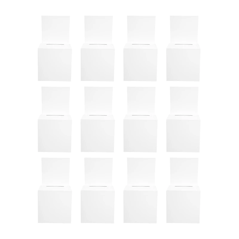 12 Pcs Sweepstakes Ballot Box Ballot Box Donation Box for Fundraising, Cardboard Box with Slots, 6 x 6 x 6 inches-TCES