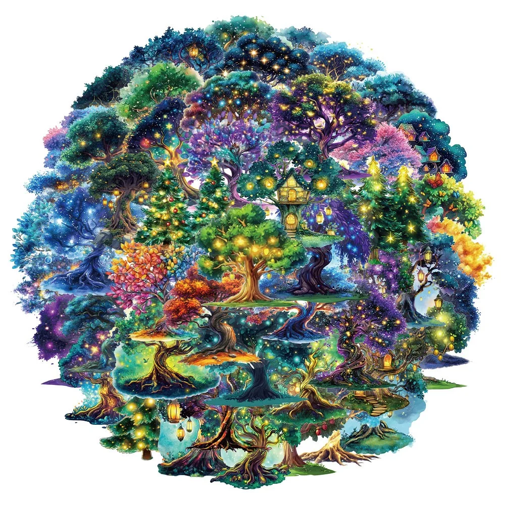 

10/50pcs Transparent Goth Magic Forest Plant Tree Stickers DIY Suitcase Phone Water Bottle Waterproof Decoration Kids Sticker