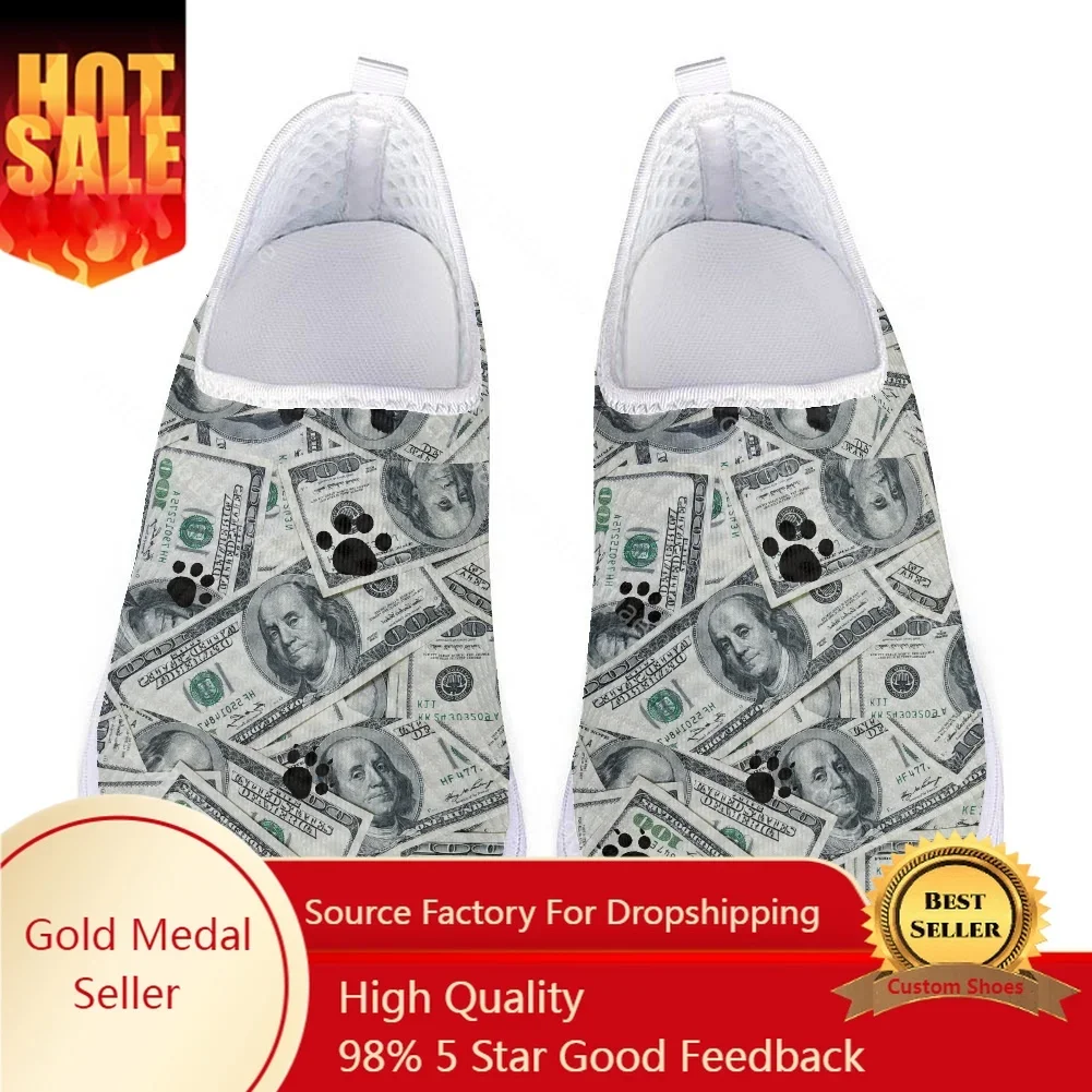 

Brand Designs Mesh Shoes for Women Seamless The Dollar And Animal footprints Printing Lightweight Sneaker Girl Zapatos De Mujer