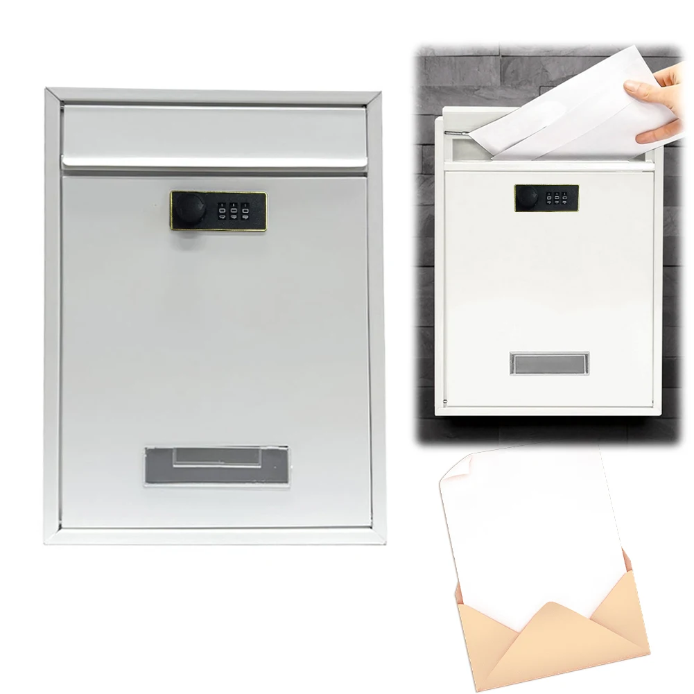 Modern Wall Mailbox Rainproof Hanging Secured Postbox Stainless Steel Mailbox for After Hours Deposits