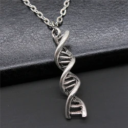 Fashion Antique Silver Color 9x41mm Dna Charms Pendant Necklace For Women Lady Girl Jewelry Gift