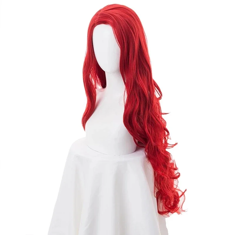 Movie Aquaman Mera Cosplay Wig Red Long Curly Wavy Heat Resistant Synthetic Hair Women Party Wigs