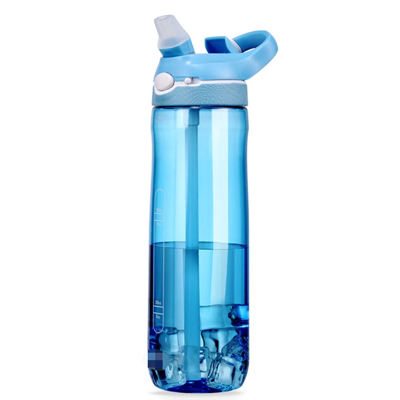 750ml tragbare Sport wasser flasche mit Strohhalm für Camping Wandern Outdoor Kunststoff transparente bpa kostenlose Flasche für Männer Trink geschirr – Detail 4