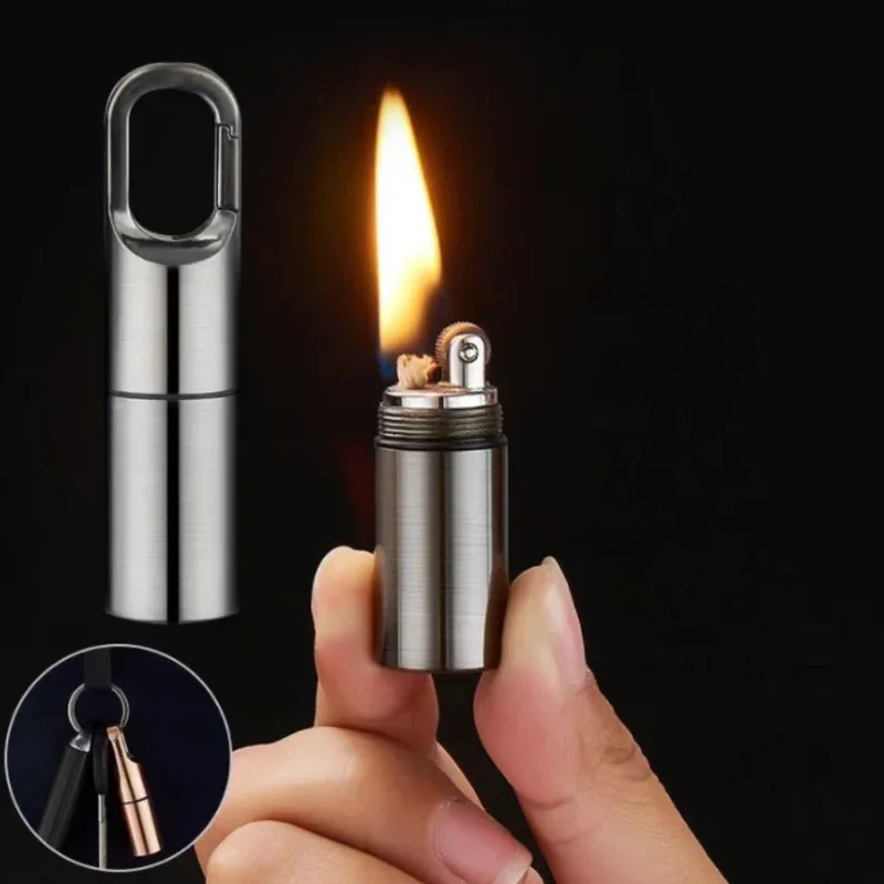 

Full metal portable kerosene lighter, grinding wheel, open flame creative multifunctional keychain, lighter gift