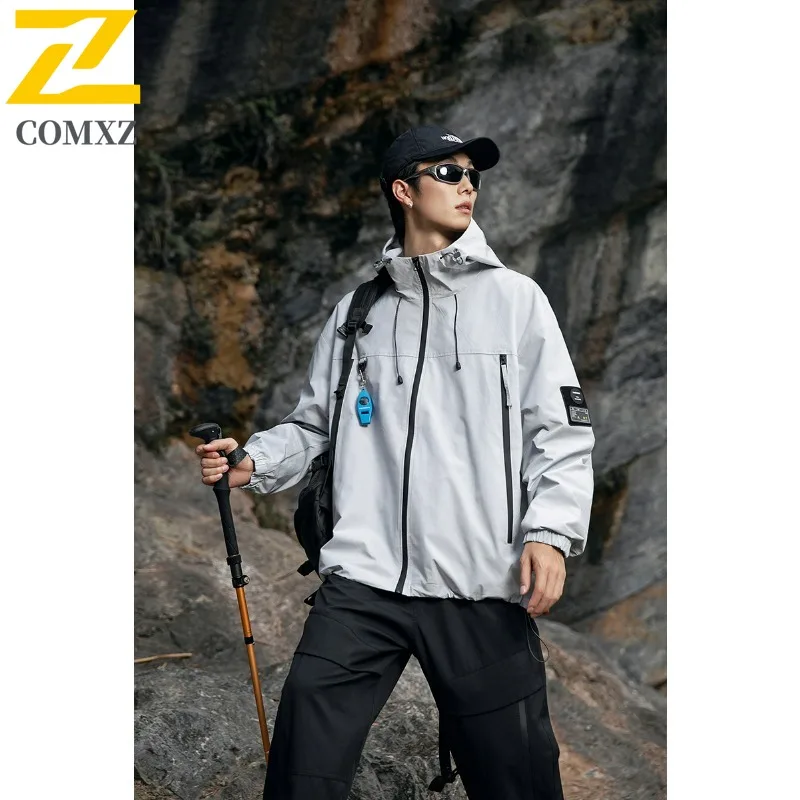 

COMXZ Mens Jacket 2025 New Solid Color Design Outdoor Climbing Lightweight Coat High Fashion Travel Breathable Autumn Coats