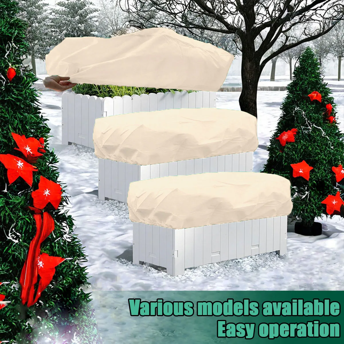 1pc capa de proteção de plantas de inverno-cama de flores quadrada & guarda de congelamento de vegetais com bainha elástica, material pp durável para jardim