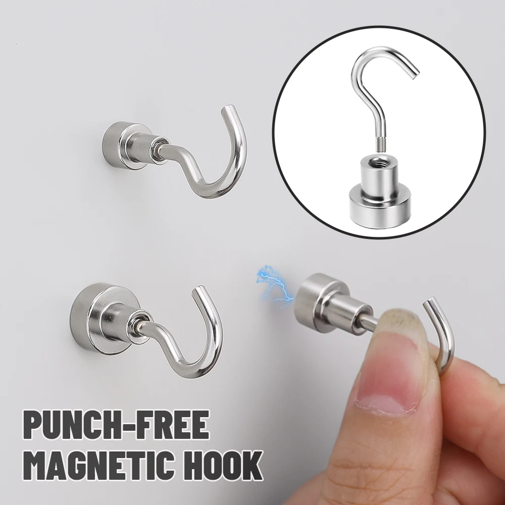 10/30/50PCS Strong Magnetic Hook Heavy Duty Magnet Hanger Hook For Keys Coat Storage Multi-Purpose Fridge Sticker - view 3