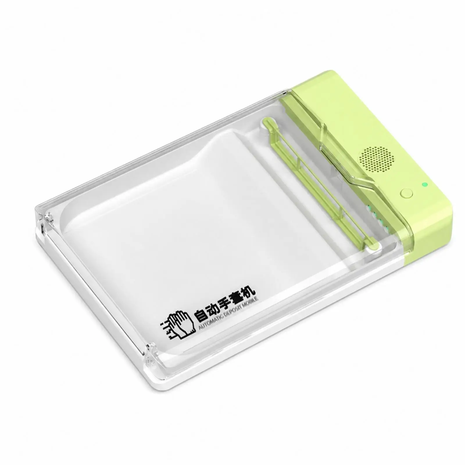 Compact Industrial Glove Dispenser with Clear Window Button Control for Kitchen Workspace Clean Glove Access
