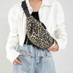 Leopard print Women Waist Pack Canvas Fanny Pack Fashion Chest Bag Fashion Shoulder Crossbody Bags High-quality Waist Belt Bag