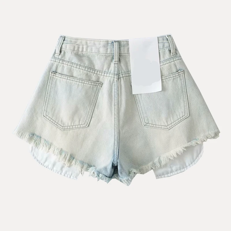 

Faionable Women's Denim orts High Waist ort Front Long Ba Hole Spring 2025 New Arrival Casual High Waist orts